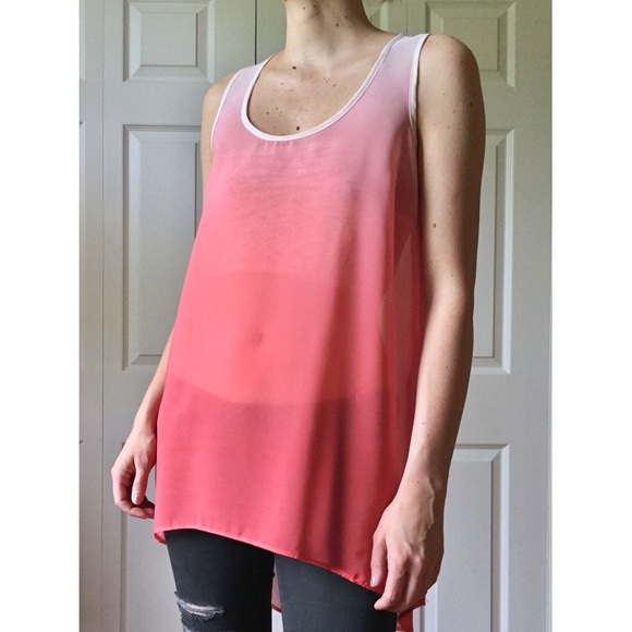 NWOT New Look (UK) Pink Ombré Sheer Tank - Picture 2 of 5